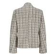 thumbnail image 5 of Fanxing Women's Tweed Plaid Blazer Jacket - Open Front Stand Collar Fully Lined Casual Fashion Elegant Work Coat Khaki S, 5 of 9