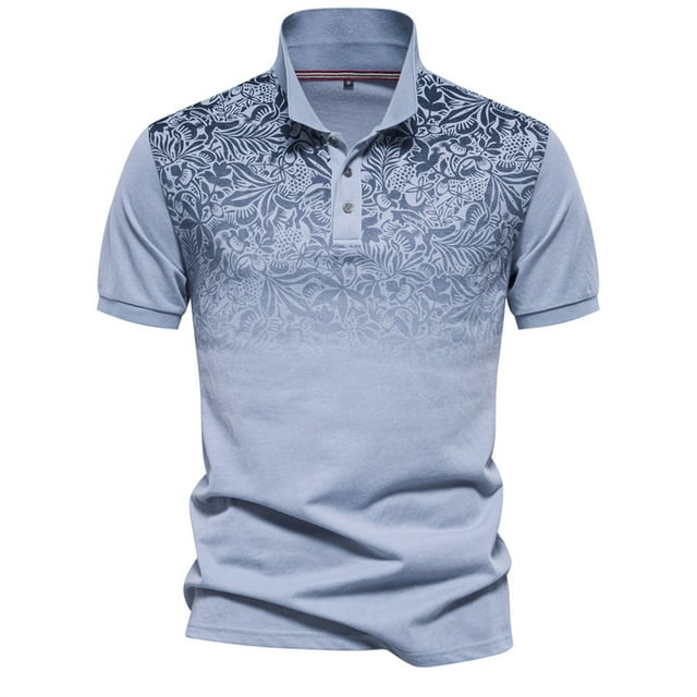 Chemise Blouse Décontractée pour Homme à Manches Courtes Imprimée à Col Rabattu