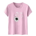 thumbnail image 4 of VgaVtl T Shirts for Women Short Sleeve Summer Women Tops Lovely Casual Vacation Floral Relaxed Fit Sports Tops,Pink S, 4 of 5