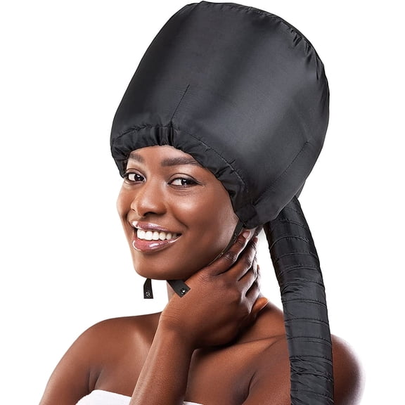 Xidao Bonnet Hood Hair Dryer Attachment - Hair Dryer Bonnet with Elastic Strap, Used for Hair Styling, Deep Conditioning and Hair Drying (Black)