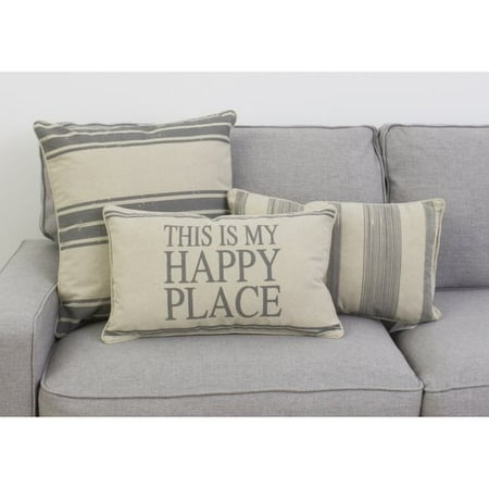 - Gracie Oaks Milliken This Is My Happy Place Linen Lumbar Pillow
