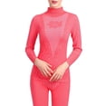 thumbnail image 1 of Minnieouse Calzoncillos largos para mujer, conjunto de ropa interior térmica de cuello medio alto a rayas, ropa interior elástica cálida para clima frío Ropa interior Rojo Minnieouse AP013736-04, 1 of 6