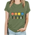 thumbnail image 2 of Fesfesfes Women's Short Sleeve Tops Women Summer Regular Print Regular Women Round Neck Short Sleeves Top Womens Blouses And Tops Casual S(US:4), 2 of 5