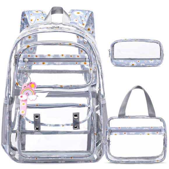 Mochila transparente ACESAK Daisy para niñas con bolsa de almuerzo, juego de 3 piezas