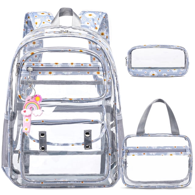 Mochila transparente ACESAK Daisy para niñas con bolsa de almuerzo, juego de 3 piezas