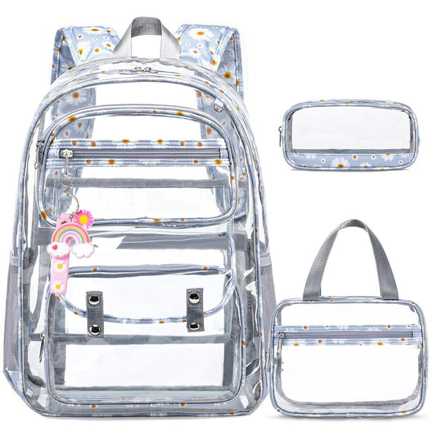 Mochila transparente ACESAK Daisy para niñas con bolsa de almuerzo, juego de 3 piezas