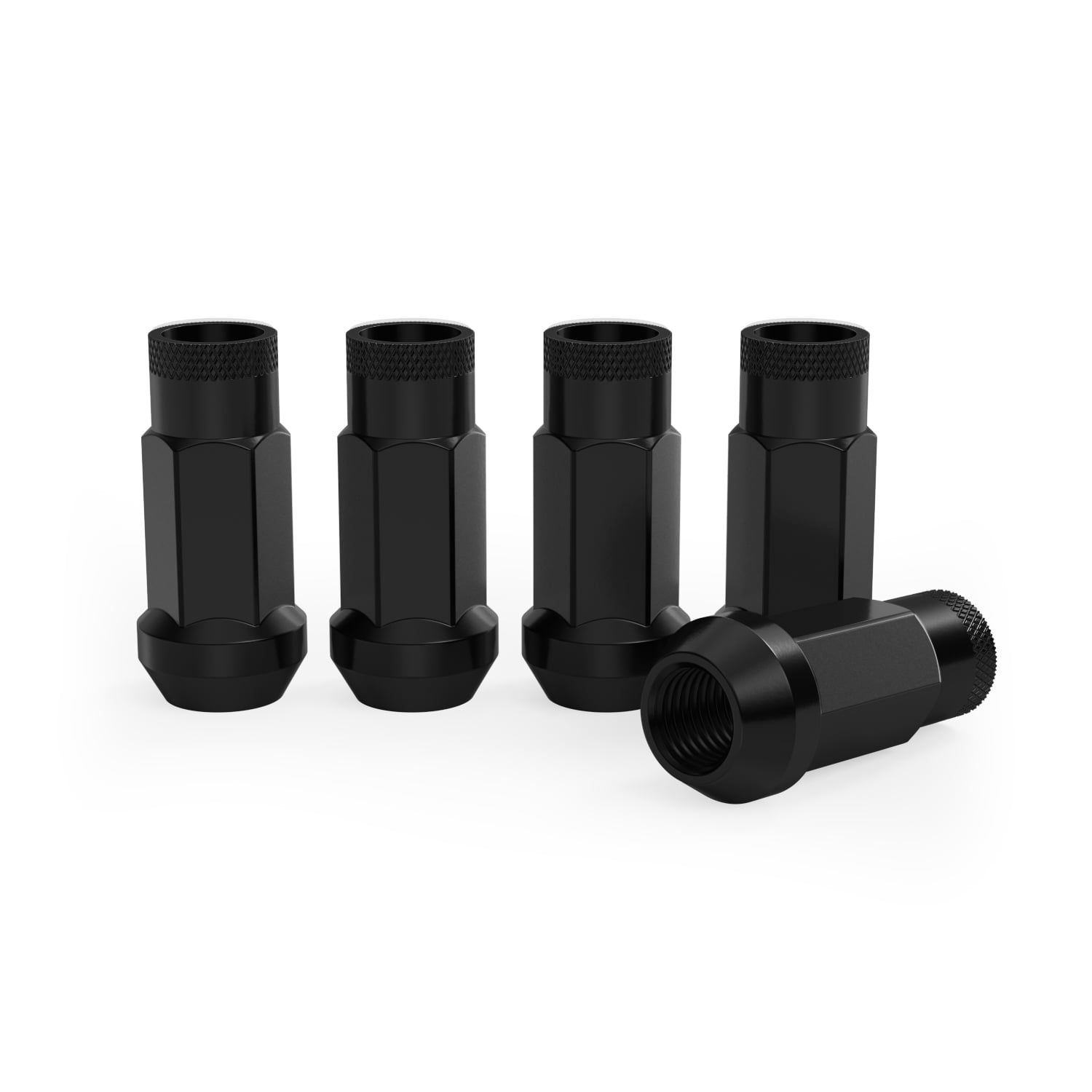 StanceMagic 20pcs Black 12x1.5 Extended Tuner Lug Nuts - Open End, Cone Seat, 50mm (2") Length, 22mm (0.87") Width, 17mm Hex - Compatible with Acura Honda Lexus Mazda Scion Kia Toyota Hyundai