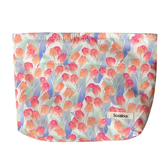 Bolsa de cosméticos floral, bolsa organizadora de bolsa de maquillaje informal para mujer (patrón tres) Tmvgtek Para Estrenar