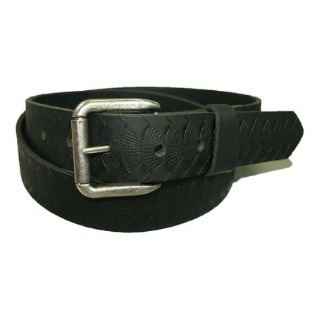 Mens Handmade Genuine Solid Reptile Weave Embossed Buffalo Leather Belt - 1-1/4