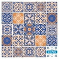 thumbnail image 2 of Mi Alma Floral Blue Orange Tile Stickers - Removable Vinyl 4x4, 24 pcs, 2 of 11