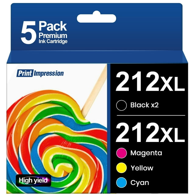 Cartuchos de tinta PrintImpression 212XL de alta capacidad, paquete de 5