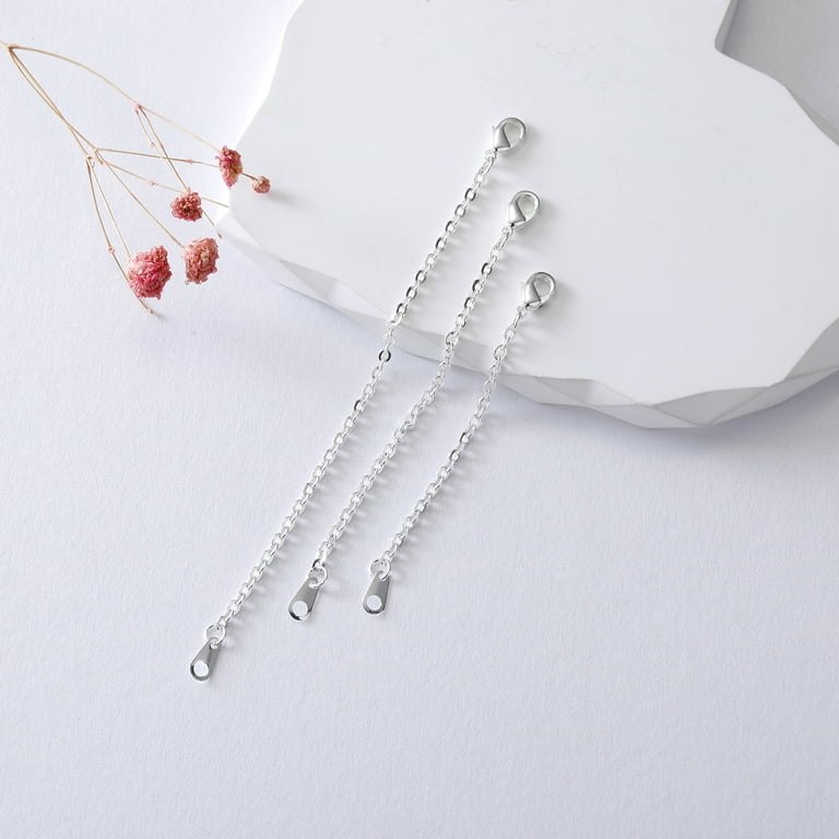 JIACHARMED Bracelet Extenders, Silver Necklace Extenders Delicate 1,2,3  Inches Necklace Extension Chain Set for Necklaces Choker Bracelet Anklet