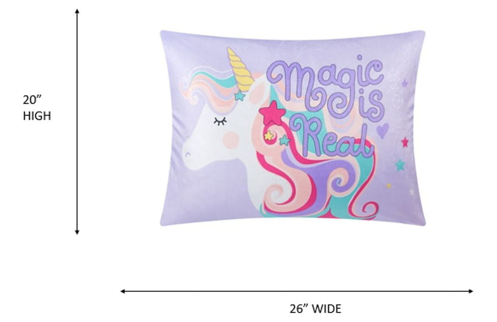 Your Zone Unicorn Purple Soft Mink Bed Pillow, 20" x 26"