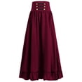 thumbnail image 1 of Women A Line Victorian Long Skirt Steampunk Gothic Ruffled Pleated Party Skirts, 1 of 10