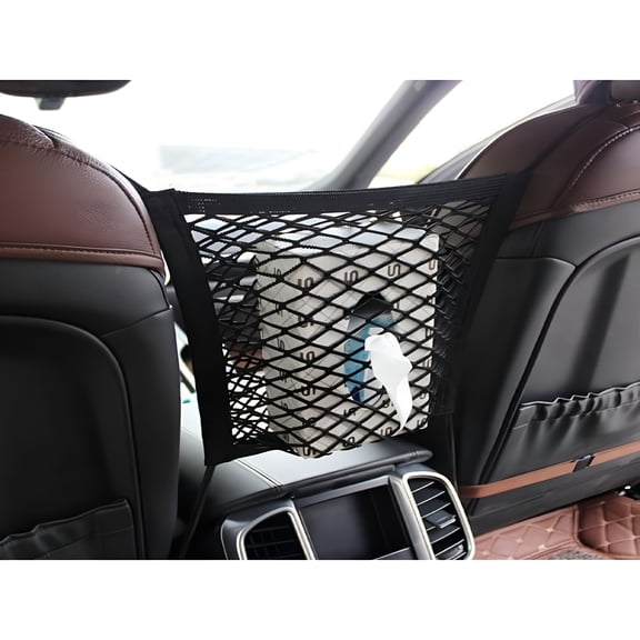 LAMIRO Car Organizer Seat Back Storage Elastic Car Mesh Net Bag Between Bag Luggage Holder Pocket for Auto Vehicles 30*25cm