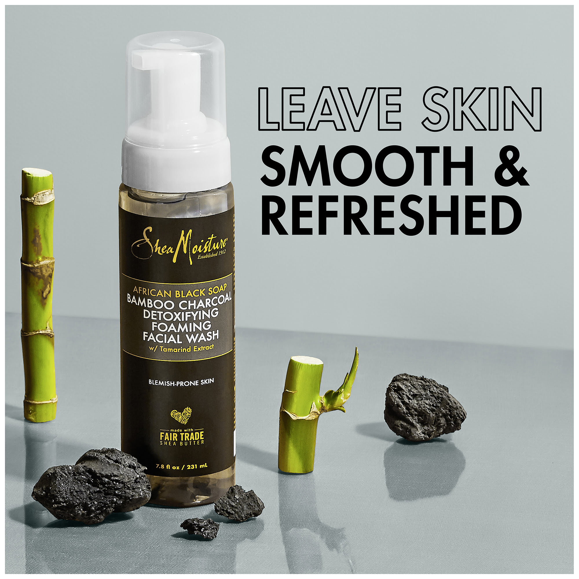 SheaMoisture African Black Soap Bamboo Charcoal Detoxifying Foaming Face Wash, 8 fl oz - image 3 of 8