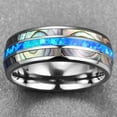 thumbnail image 2 of Tungsten Steel Carbide Inlaid Shells Blue Opal Men Rings, 2 of 2