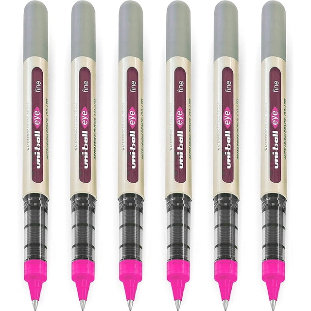 uni-ball EYE - Stylos à Bille Roulante UB-157 - Pointe de 0,7 mm - Rose - Lot de 6