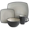thumbnail image 4 of Gibson Elite Soho Lounge 16 Piece Square Stoneware Dinnerware Set, Tan and White, 4 of 7