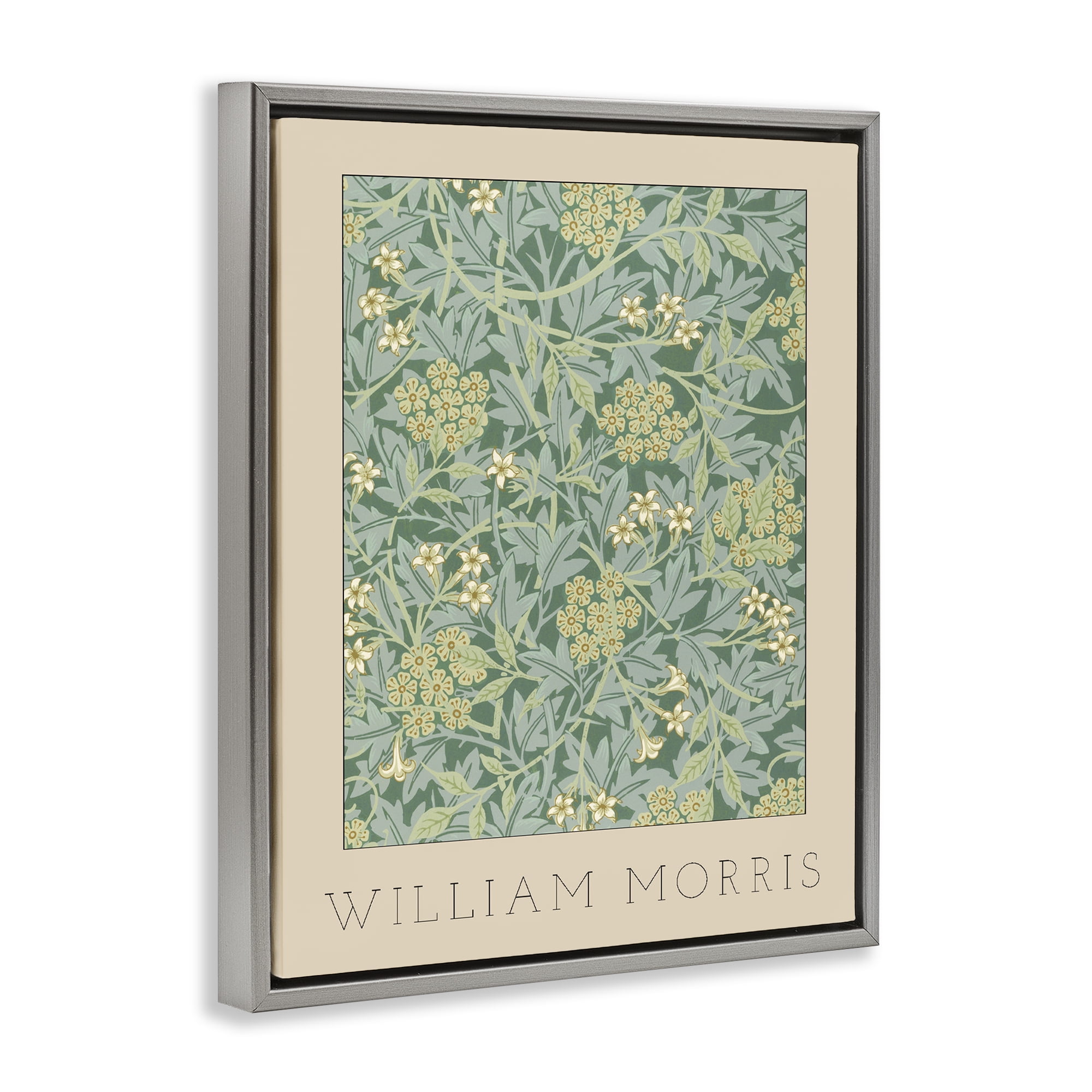 Stupell Industries William Morris Green Tones Gray Framed Floater Canvas Wall Art, design by Lil' Rue