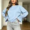 thumbnail image 5 of Hurxie Women's Casual Crew Neck Sweatshirt Long Sleeve Ruched Solid Loose Fitting Pullover Tops, 5 of 7
