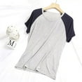 thumbnail image 2 of MGDXOX Womens Modal Large Size Patchwork Pajama Shirts Comfortable Homewear Pullover Short Sleeve Soft Cozy Fall Winter Pajama Sleepwear Ladies Pjs Navy L, 2 of 4