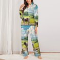 thumbnail image 2 of Balery Countryside Farm Cow Conjunto de Pijama con Estampado para Mujer, Conjunto de Dos Piezas con Manga Larga, Ropa de Dormir Suave con Bolsillos, Pijamas Cómodos-X-Large, 2 of 7