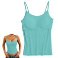 thumbnail image 5 of Light Blue Women Built-in Bra Tank Tops Ribbed Polyester,Spandex Workout Tops Padded Yoga Shirts Gym Athletic Sleeveless Camisole Tank Tops Women 3XL, 5 of 8