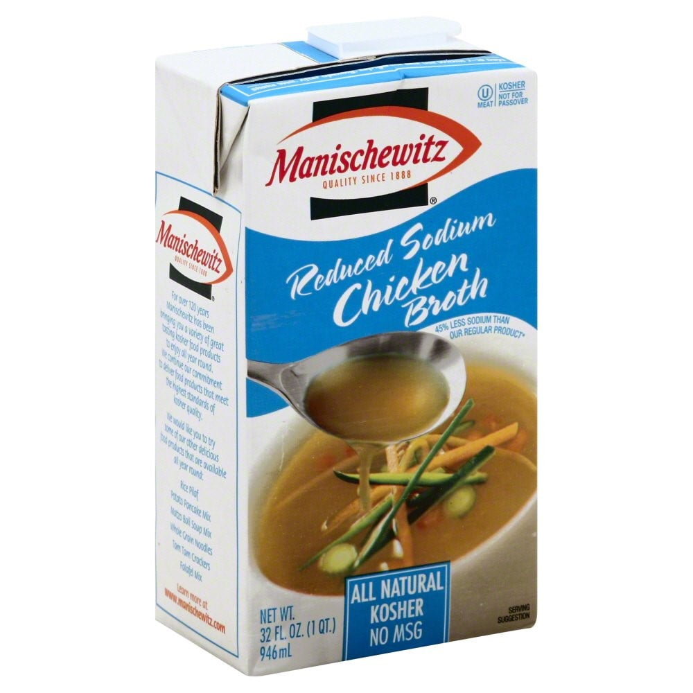 Manischewitz All Natural Kosher Chicken Broth, Reduced Sodium, 32 Oz