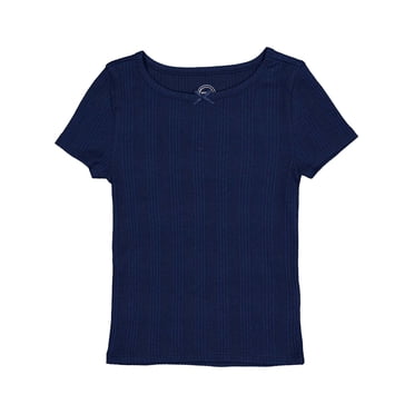 Wonder Nation Girls Short Sleeve Rib Tee, Sizes 4-18 & Plus