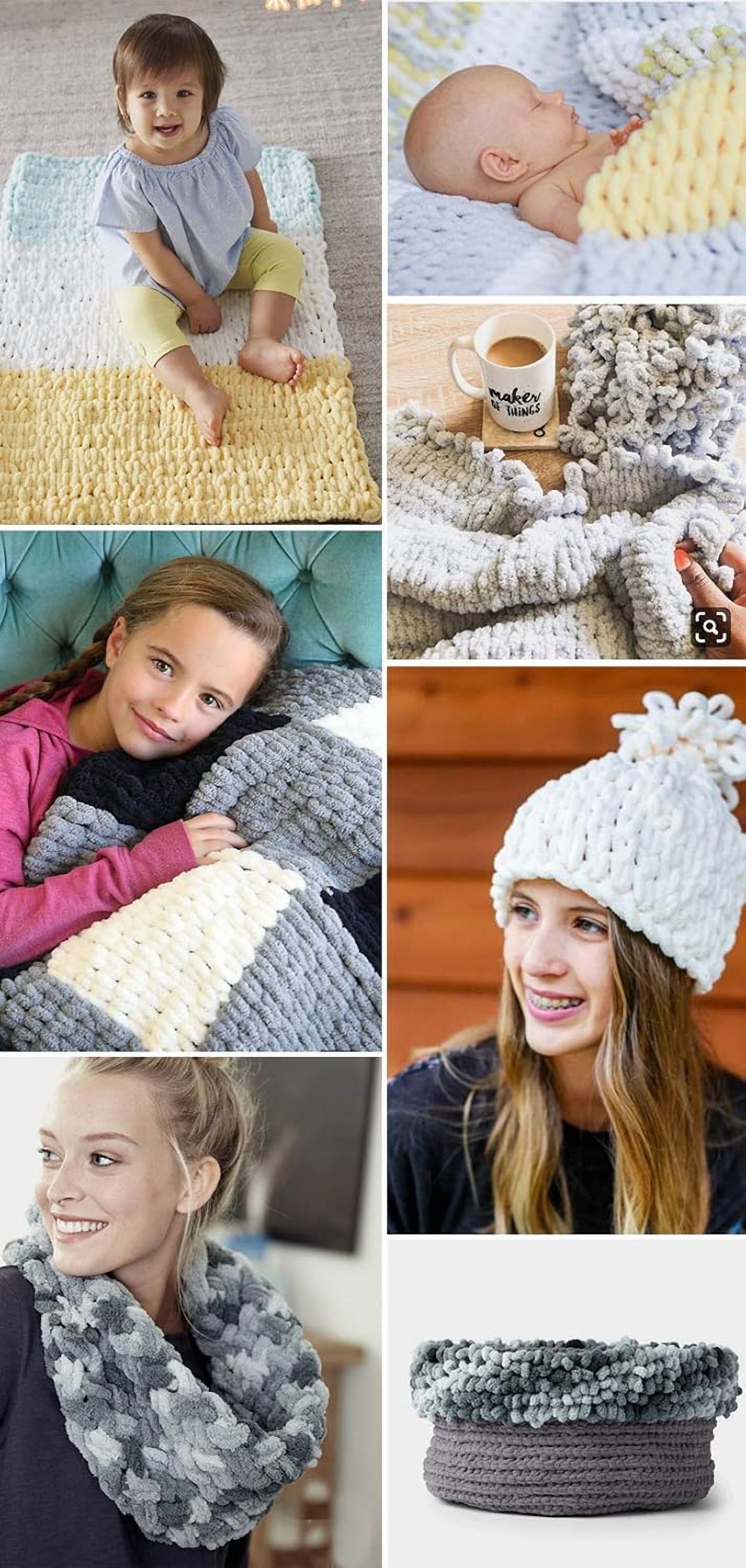 Minzimin 6 Skeins - Total 600g Fun Finger Loops Yarn - Jumbo Polyester Yarn - No Need Hook or Needles Loop Yarn