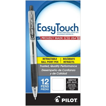 Pilot Easytouch Retractable Ballpoint Pen, Fine Point, Black Ink, 12 Count