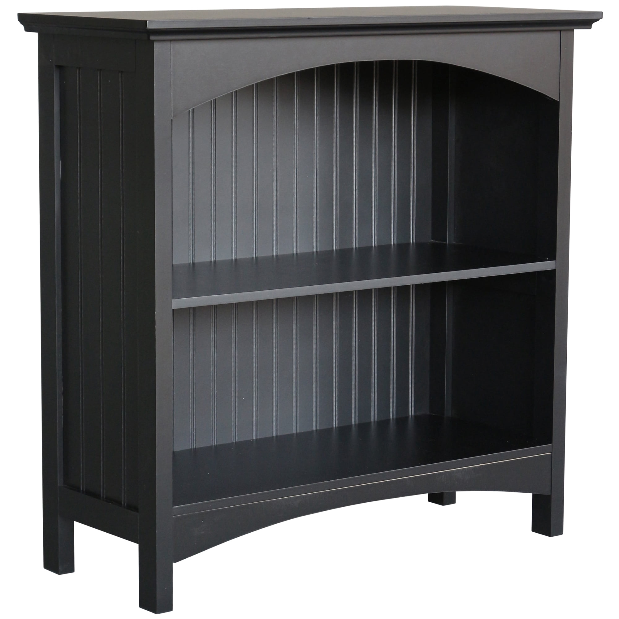 eHemco 2 Tier Storage Shelf Bookcase with 2 Arched Supports, 29 Inches Height, Black