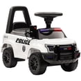 thumbnail image 2 of Aosom Kids Ride On Sliding Car with Hidden Under Seat Storage, Ride On Police Car for Toddler with Megaphone, Anti Dumping Device, Removable Backrest, Foot-to-Floor Design, White, 2 of 10
