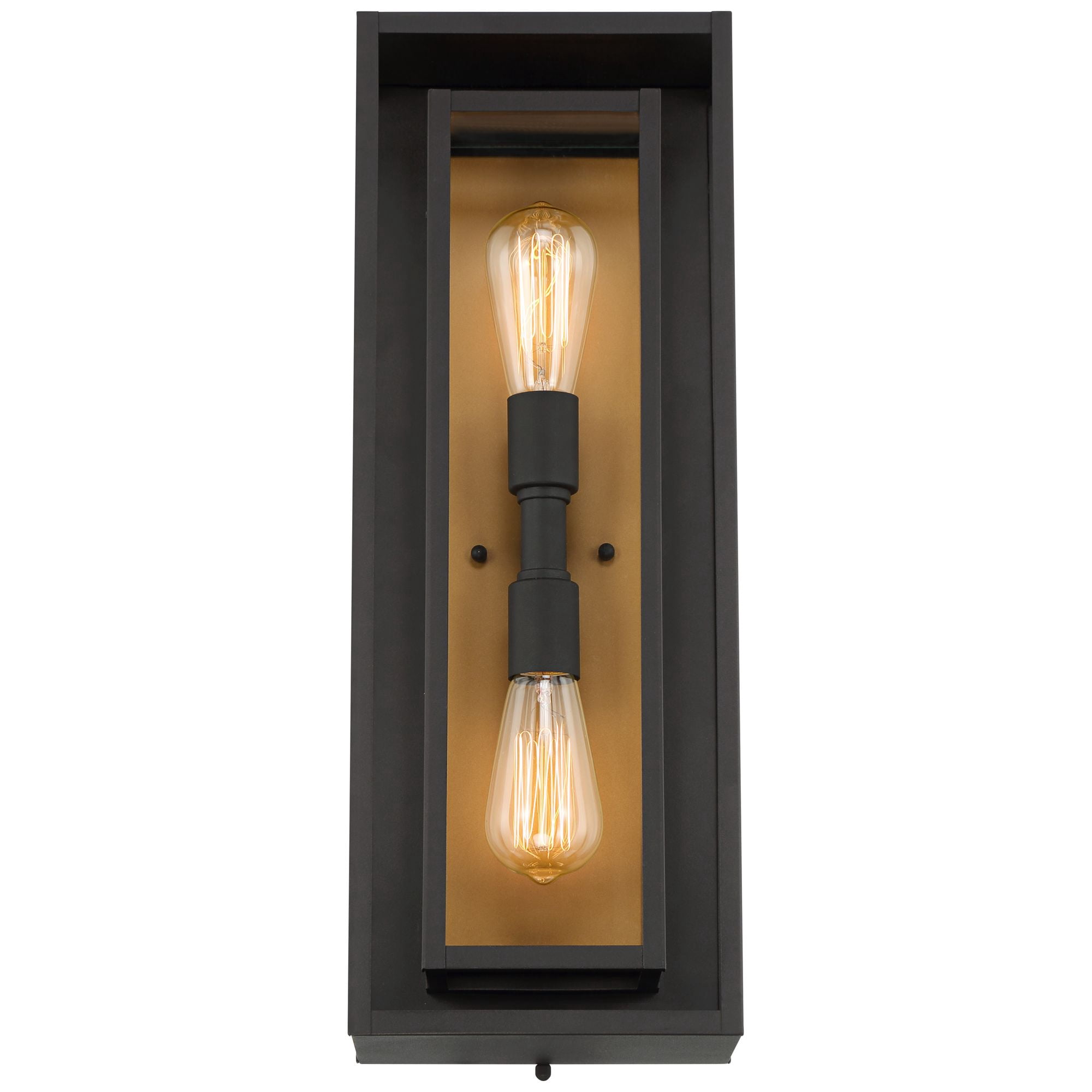 Possini Euro Design Metropolis Mid Century Modern Outdoor Wall Light Fixture Black Gold 22" Clear Glass for Post Exterior Barn Deck House Porch Yard