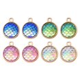 thumbnail image 1 of 8Pcs 4 Colors Alloy Resin Pendants AB Color Flat Round Charms with Scales Pattern Golden Mixed Color 17x13.7x4mm Hole: 1.8mm 2pcs/color, 1 of 5