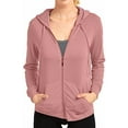 thumbnail image 3 of Women's Thin Cotton Zip Up Hoodie Jacket (S, Mauve Rose), 3 of 3