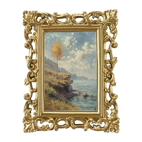 Rongfmy Vintage Photo Frame Photo Holder 4x6 European Baroque Resin Elegant Photo