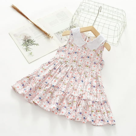 

Toddler Clothing Toddler Kids Baby Girls Fashion Cute Sleeveless Sweet Flower Print Ruffle Dress