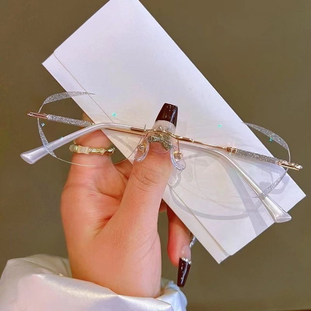 Silver Metal Rimless Reading Glasses for Women - Ultra Lightweight +2.50 Magnification with Resin Lenses, Perfect for All Face Shapes