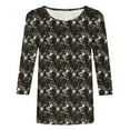 thumbnail image 4 of Dyegold 3/4 Sleeve Women Tops Dressy Casual Comfy Loose Cute Trendy T-Shirt Shirts Floral Printed Tunics Top Plus Size for Women Round Neck Fall Female Blouse Long Sleeve, 4 of 4