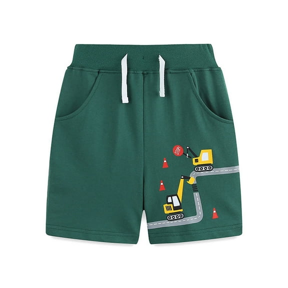 Ulitacool Pants For Boys 12-24 Months Cartoon Prints Knee Length Beach Shorts Sport Cargo Pants Sweet Boy Clothes Dark Green