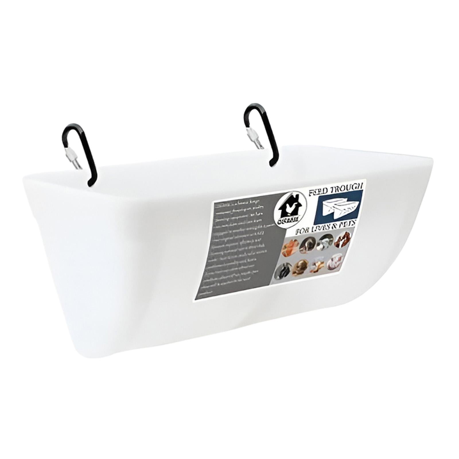 perfeclan Waterer, Bucket, Feeding Trough, Feeding Bowl, Automatic Feeder, Hanging Fence, Feeding Trough for Cats, Piglets, Hamsters, Small Animals Outdoor White