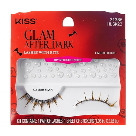 KISS Halloween False Eyelashes, ‘Golden Myth’, 7mm-12mm, Spiky Volume, 1 Pair KISS Lashes