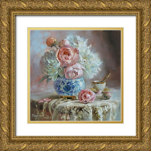 Rogozina, Svetlana 12x12 Gold Ornate Wood Framed with Double Matting Museum Art Print Titled - Bouquet in Blue Vase