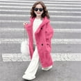 thumbnail image 6 of OGLCCG Girl's Faux Fur Long Jacket Fuzzy Fleece Open Front Long Cardigan Coat with Hood Thickened Warm Winter Fluffy Jacket with Pockets 5-14 Years, 6 of 7