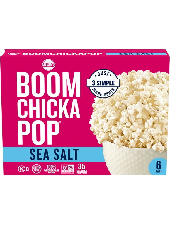 Angie's BOOMCHICKAPOP Sea Salt Microwave Popcorn, 6 Count, 3.29 oz. bags