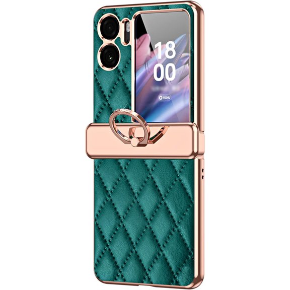 LINLIN Case for Oppo Find N2 Flip Smooth Leather with Small Screen Protector & Ring Buckle Full Protection Phone Case for Oppo Find N2 Flip
