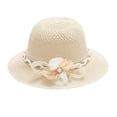 thumbnail image 1 of Mode Femmes Solide Couleur Bonnet Bowknot Filles Plage Paille Chapeau Soleil, 1 of 3