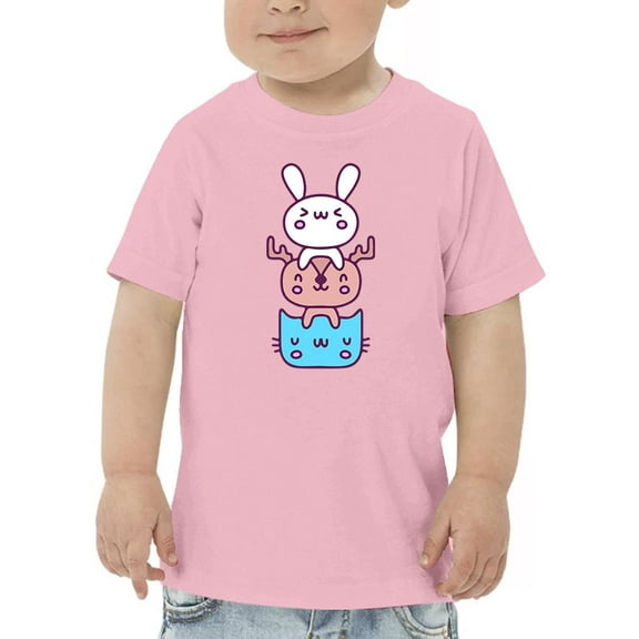 Cute Bunny Deer Cat Stack T-Shirt Toddler -Image by Shutterstock,  4 Toddler